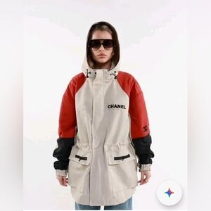 Chanel Women's Red, Black, and Cream Utility Jacket